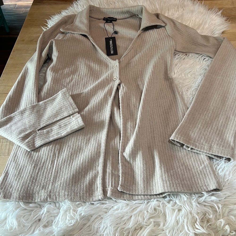 Prettylittlething soft rib cardigan